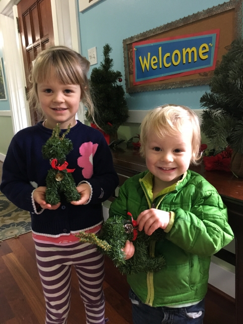 Posing with decorations